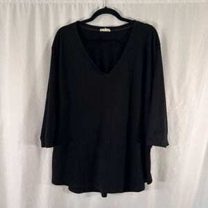 Jane Delancey Blouse Women's XL BLack Vneck Long Sleeve Pullover